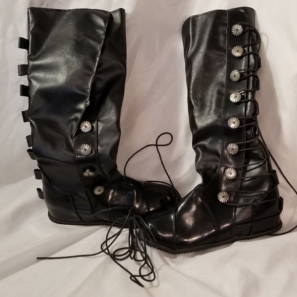 Unbranded Shoes - Womens Black Side Laceup Boots 7.5 Flat